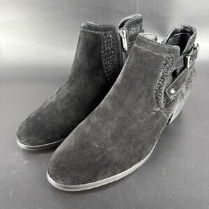 Vince Camuto Pamma Suede Buckle Block Heel Booties 9M Side Buckle